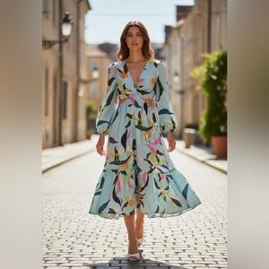 a new day Multicolor Floral Long Sleeve Dress size XL NWT